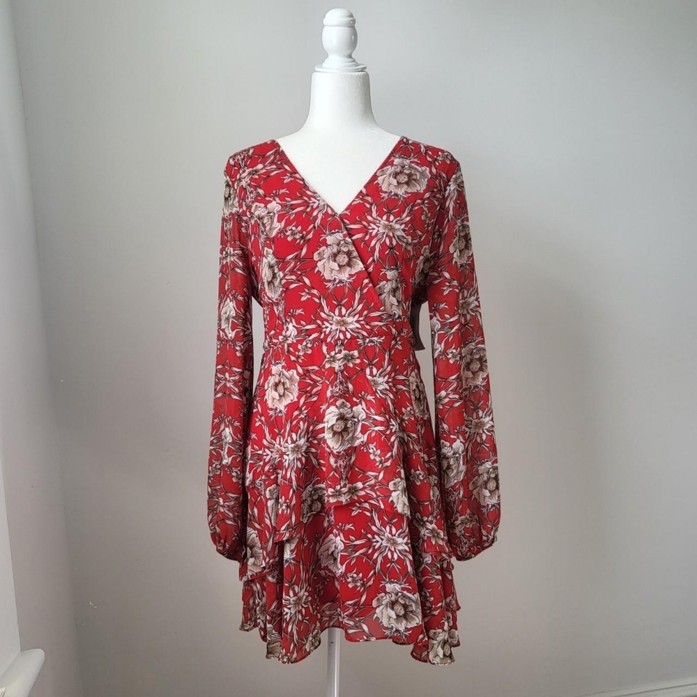 Red floral dress from red dress boutique